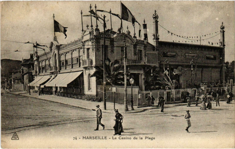 Carte postale ancienne Marseille - Le Casino de la Plage à Marseille