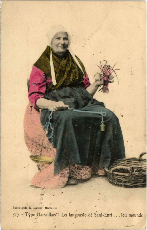 Carte postale ancienne Marseille - Types Marseillais Lei langousto de Sant-Enri... à Marseille