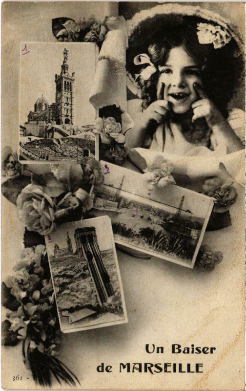 Carte postale ancienne Marseille - Un Baiser de Marseille à Marseille