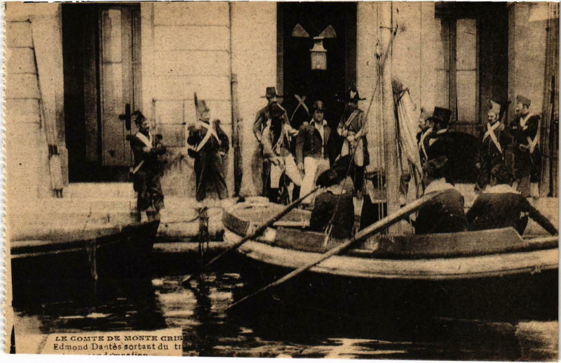 Carte postale ancienne Marseille - Le Comte de Monte Cristo Edmond Dantes sortant du à Marseille