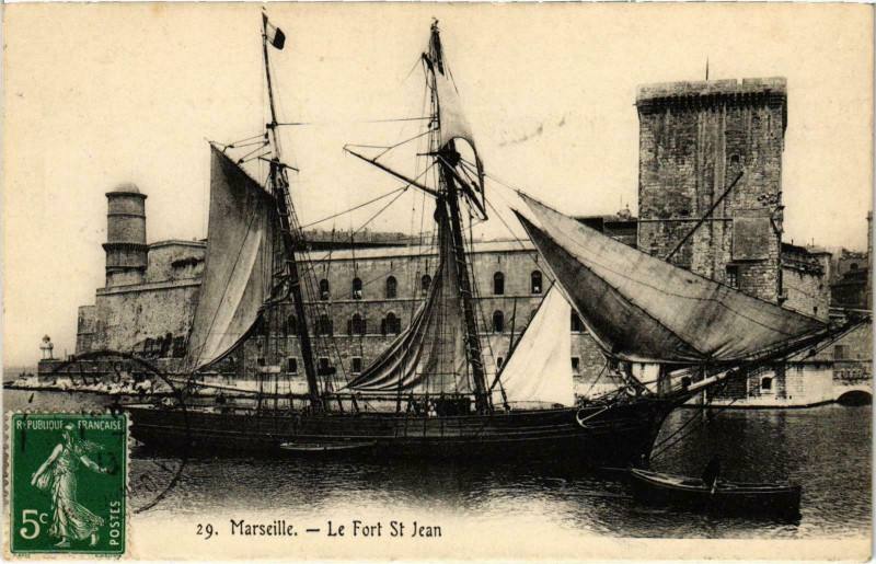 Carte postale ancienne Marseille - Le Fort St-Jean à Marseille