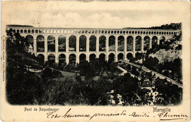 Carte postale ancienne Marseille - Pont de Roquefavour à Marseille