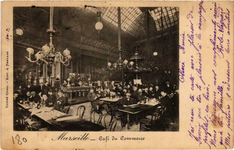 Carte postale ancienne Marseille - Cafe du Commerce à Marseille