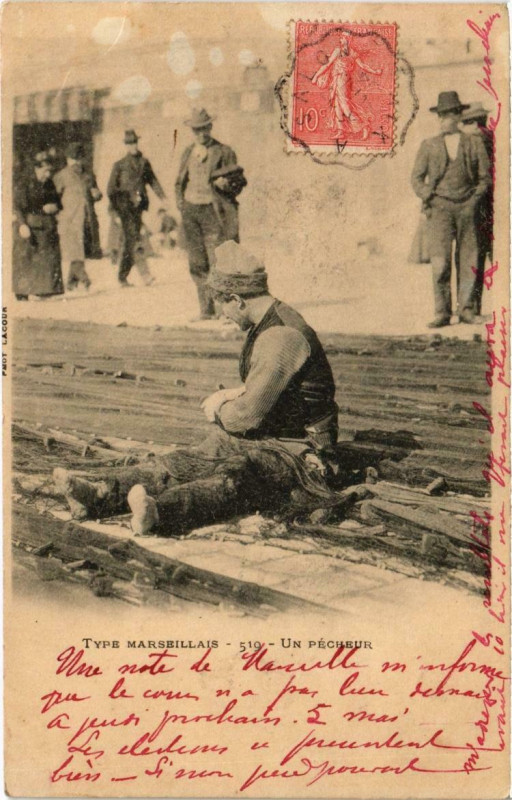 Carte postale ancienne Marseille - Types Marseillais Un Pecheur à Marseille