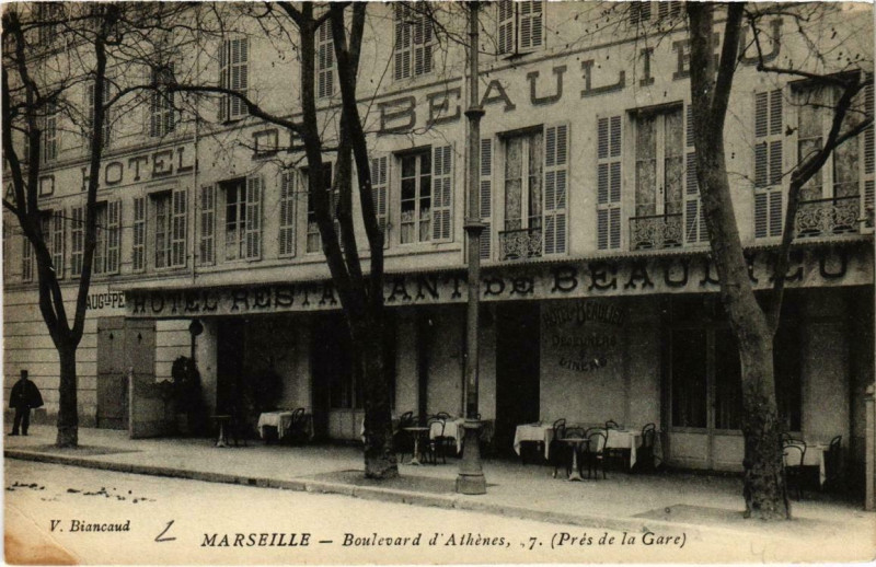 Carte postale ancienne Marseille - 7 Bd d'Athenes, Hotel de Beaulieu Cabassut à Marseille