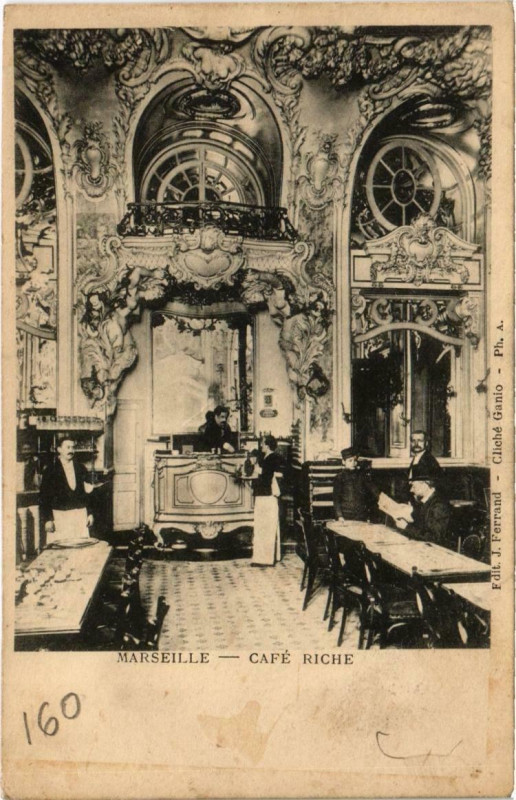 Carte postale ancienne Marseille - Cafe Riche à Marseille