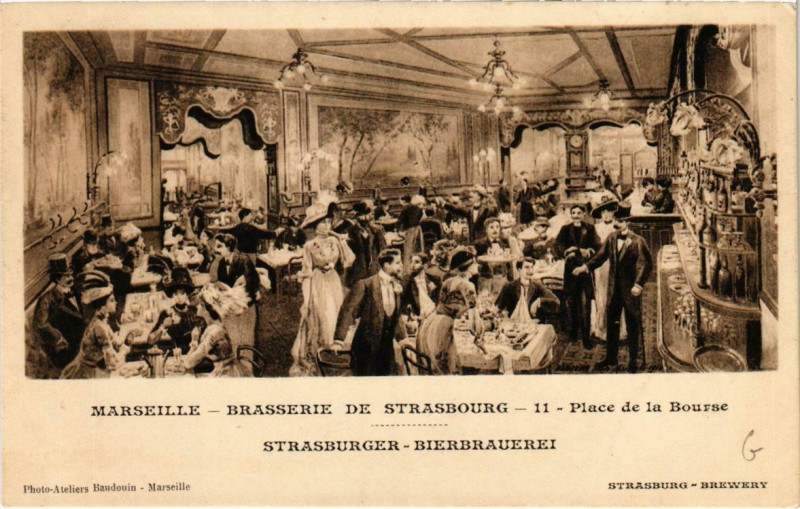 Carte postale ancienne Brasserie de Strasbourg à Marseille 1er Arrondissement