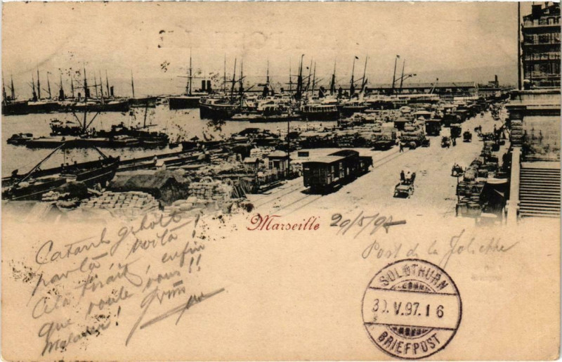 Carte postale ancienne Marseille - Le Port 1897 Voyagee à Marseille
