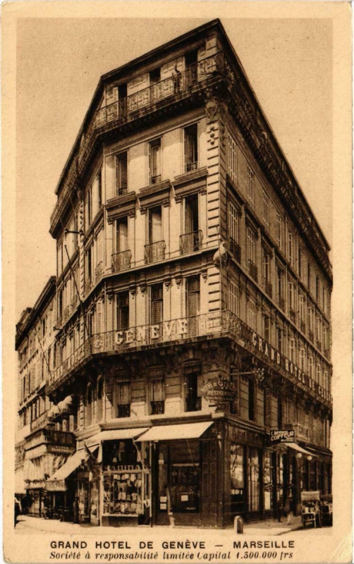 Carte postale ancienne Marseille - Grand Hotel de Geneve Societe a responsabilite à Marseille
