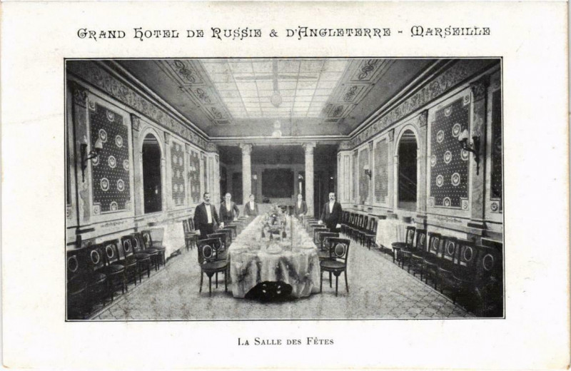 Carte postale ancienne Marseille - Grand Hotel de Russie & D'Angleterre La Salle des à Marseille