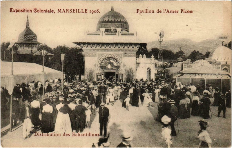 Carte postale ancienne Marseille - Expo Coloniale Pavillon de l'Amer Picon à Marseille