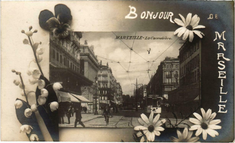 Carte postale ancienne Marseille - La Cannebiere à Marseille