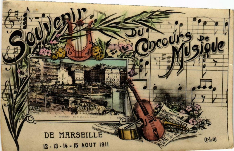 Carte postale ancienne Marseille - Souvenir du Concours de Musique à Marseille
