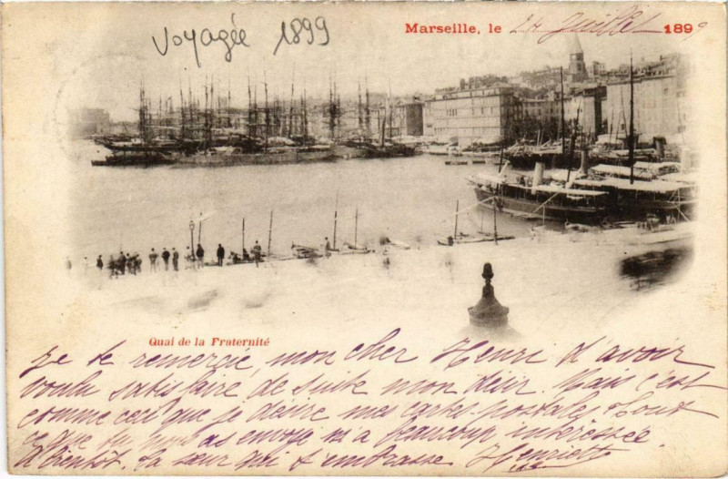 Carte postale ancienne Marseille - Quai de la Fraternite à Marseille