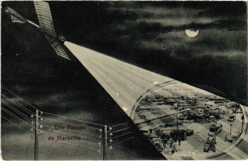 Carte postale ancienne Marseille - Une Pensee à Marseille