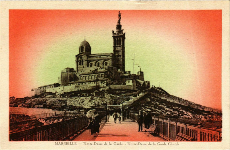 Carte postale ancienne Marseille Notre-Dame de la Garde Eglise à Marseille