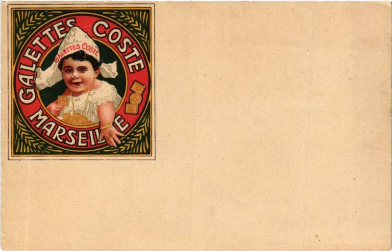 Carte postale ancienne Galettes Coste Marseille publicite à Marseille