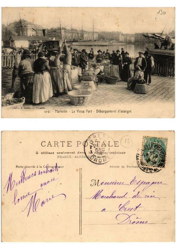 Carte postale ancienne Marseille Le Vieux Port Débarquement d'Oranges 1051 à Marseille