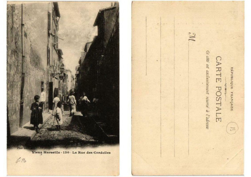 Carte postale ancienne Vieux Marseille La Rue des Cordelles à Marseille