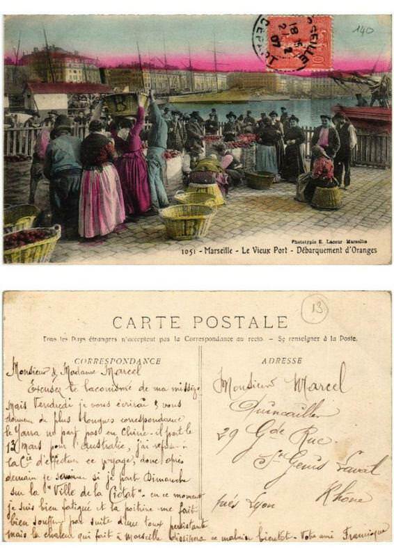 Carte postale ancienne Marseille Le Vieux Port Débarquement d'Oranges 1051 à Marseille