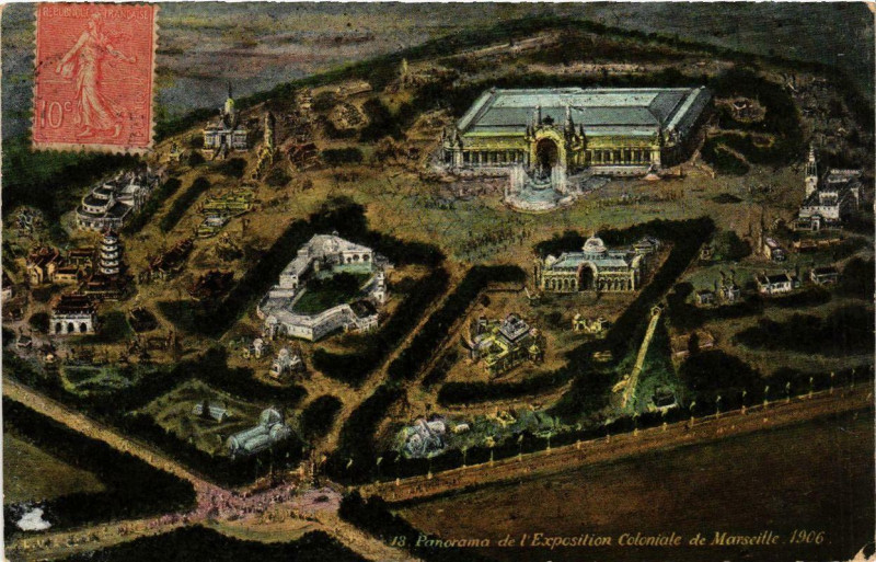 Carte postale ancienne Marseille Panorama de l'Expo Coloniale 1906. à Marseille
