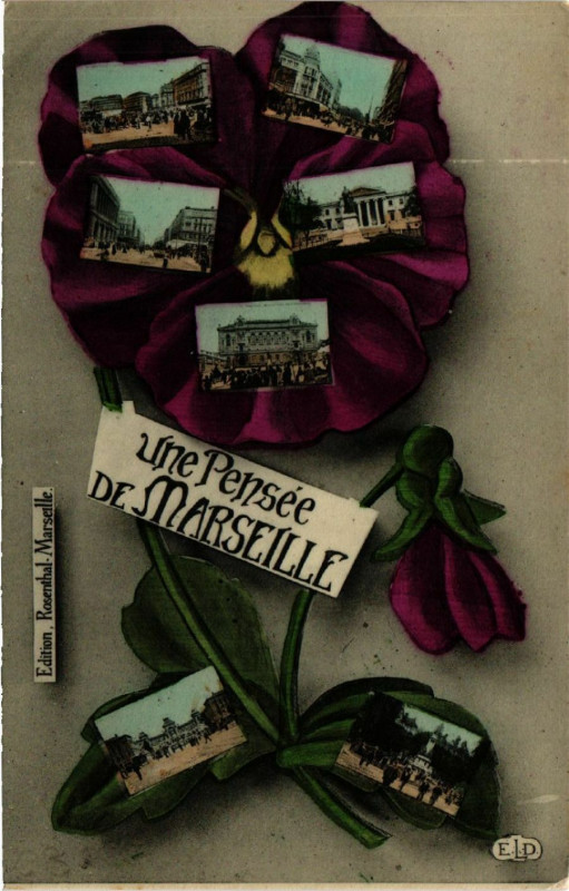 Carte postale ancienne Une Pensee de Marseille à Marseille
