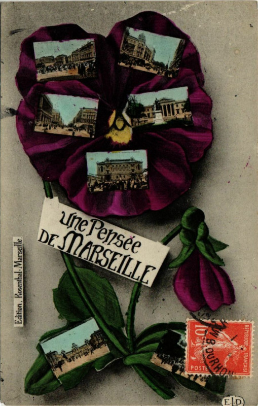 Carte postale ancienne Une Pensee de Marseille à Marseille