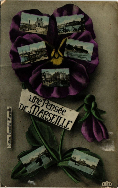 Carte postale ancienne Une Pensee de Marseille à Marseille