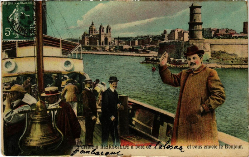 Carte postale ancienne Un Bonjour de Marseille à Marseille
