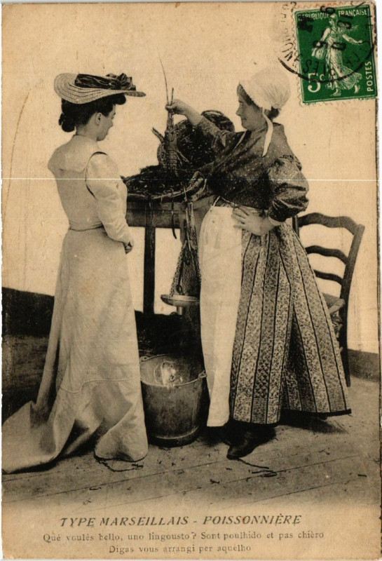 Carte postale ancienne Type Marseillais Poissonniere