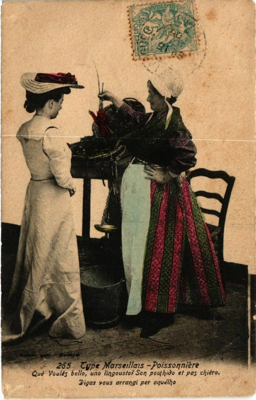 Carte postale ancienne Type Marseillais Poissonniere