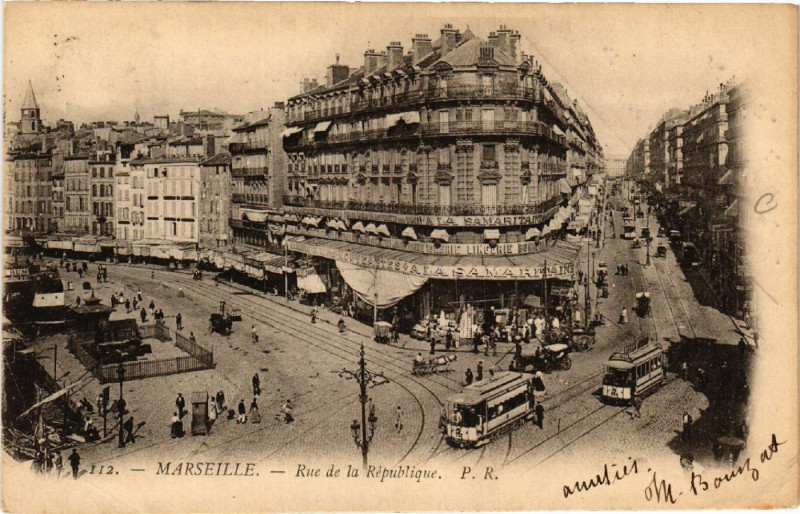 Carte postale ancienne Marseille Rue de la Republique à Marseille