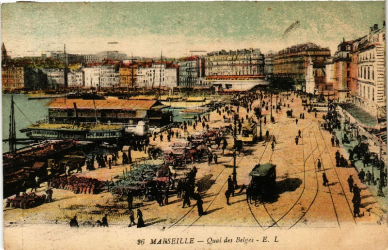 Carte postale ancienne Marseille Quai des Belges à Marseille