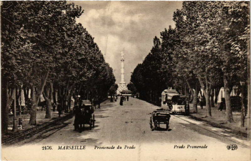 Carte postale ancienne Marseille Promenade du Prado à Marseille