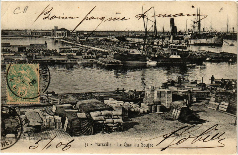 Carte postale ancienne Marseille Le Quai au Soufre à Marseille