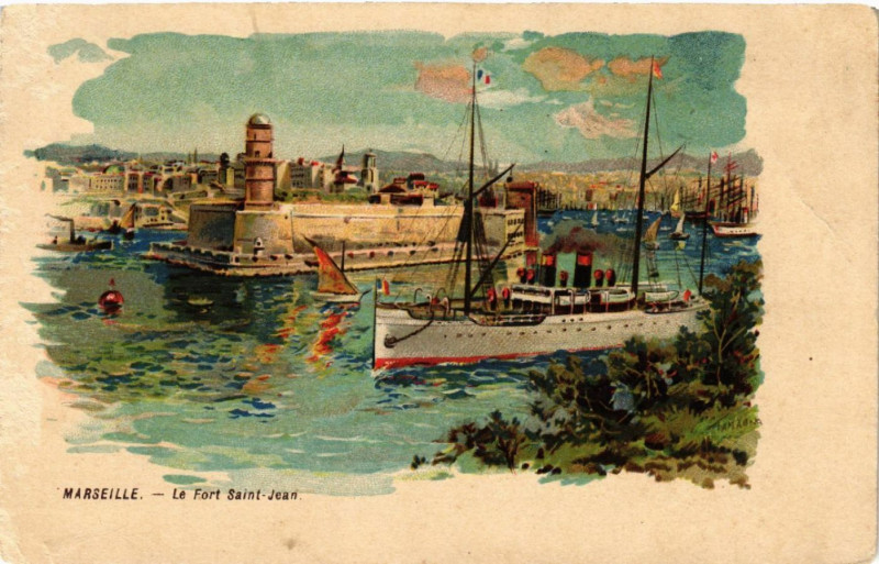 Carte postale ancienne Marseille Le Fort St-Jean à Marseille
