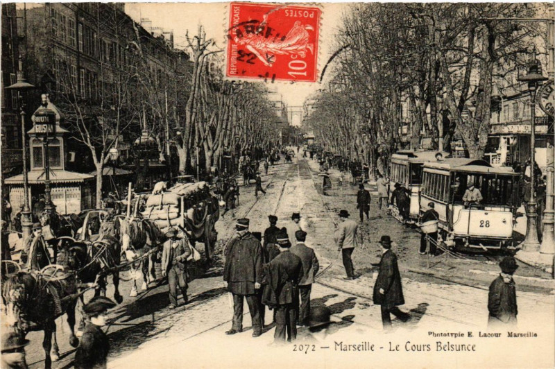 Carte postale ancienne Marseille Le Cours Belzunce à Marseille