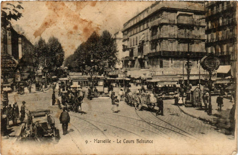 Carte postale ancienne Marseille Le Cours Belzunce à Marseille
