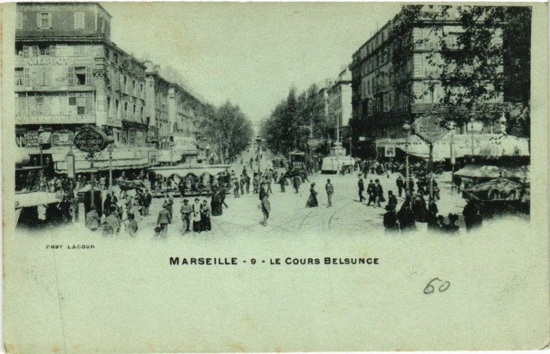 Carte postale ancienne Marseille Le Cours Belzunce à Marseille