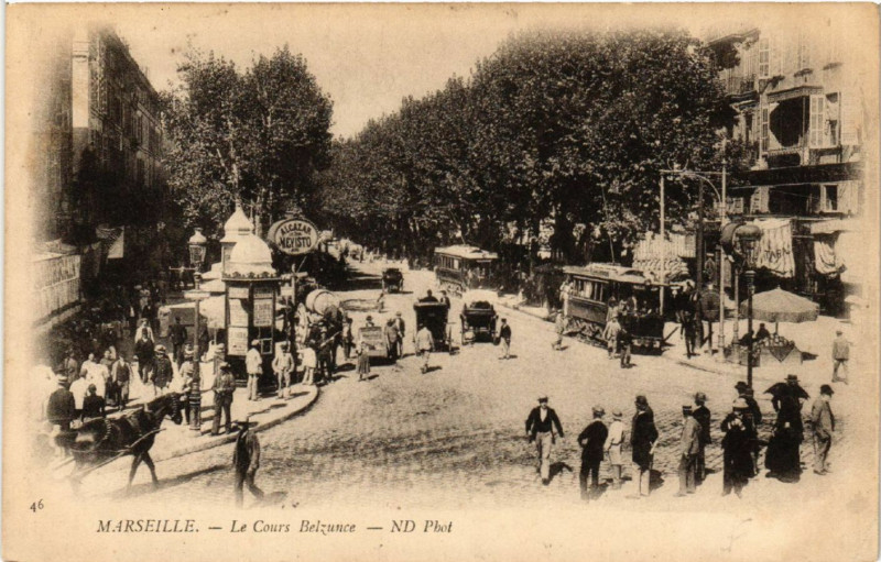 Carte postale ancienne Marseille Le Cours Belzunce à Marseille