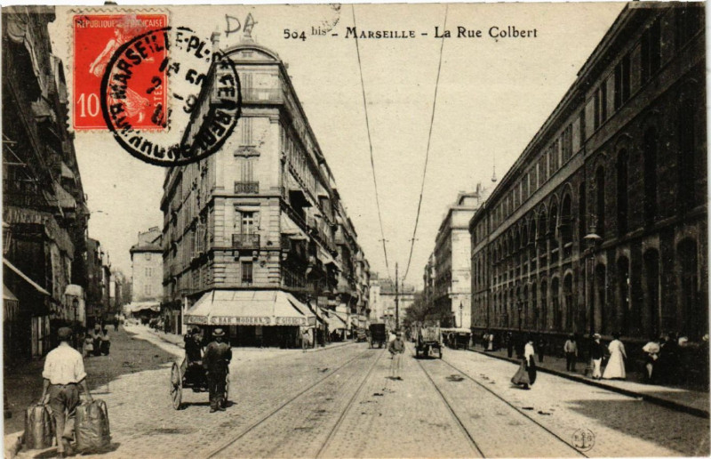 Carte postale ancienne Marseille La Rue Colbert à Marseille