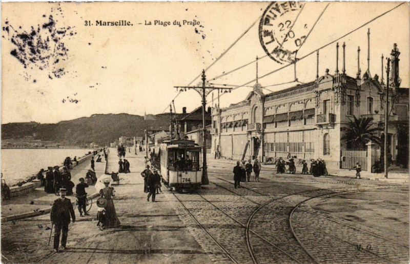 Carte postale ancienne Marseille La Plage du Prado à Marseille