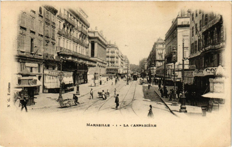 Carte postale ancienne Marseille La Cannebiere à Marseille