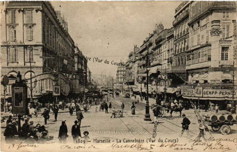 Carte postale ancienne Marseille La Cannebiere à Marseille