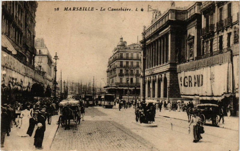 Carte postale ancienne Marseille La Cannebiere à Marseille