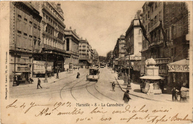 Carte postale ancienne Marseille La Cannebiere à Marseille
