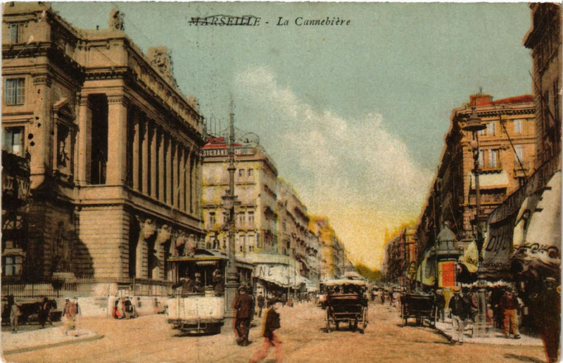 Carte postale ancienne Marseille La Cannebiere à Marseille