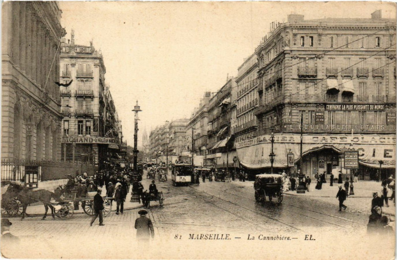 Carte postale ancienne Marseille La Cannebiere à Marseille