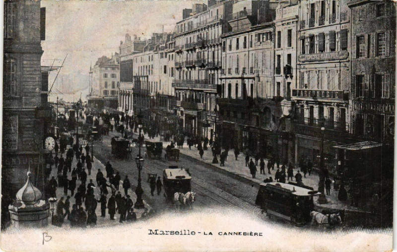 Carte postale ancienne Marseille La Cannebiere à Marseille