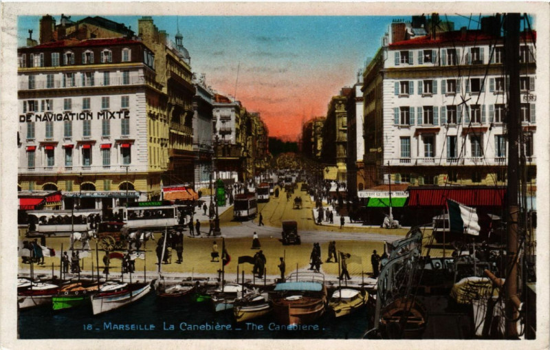 Carte postale ancienne Marseille La Cannebiere à Marseille